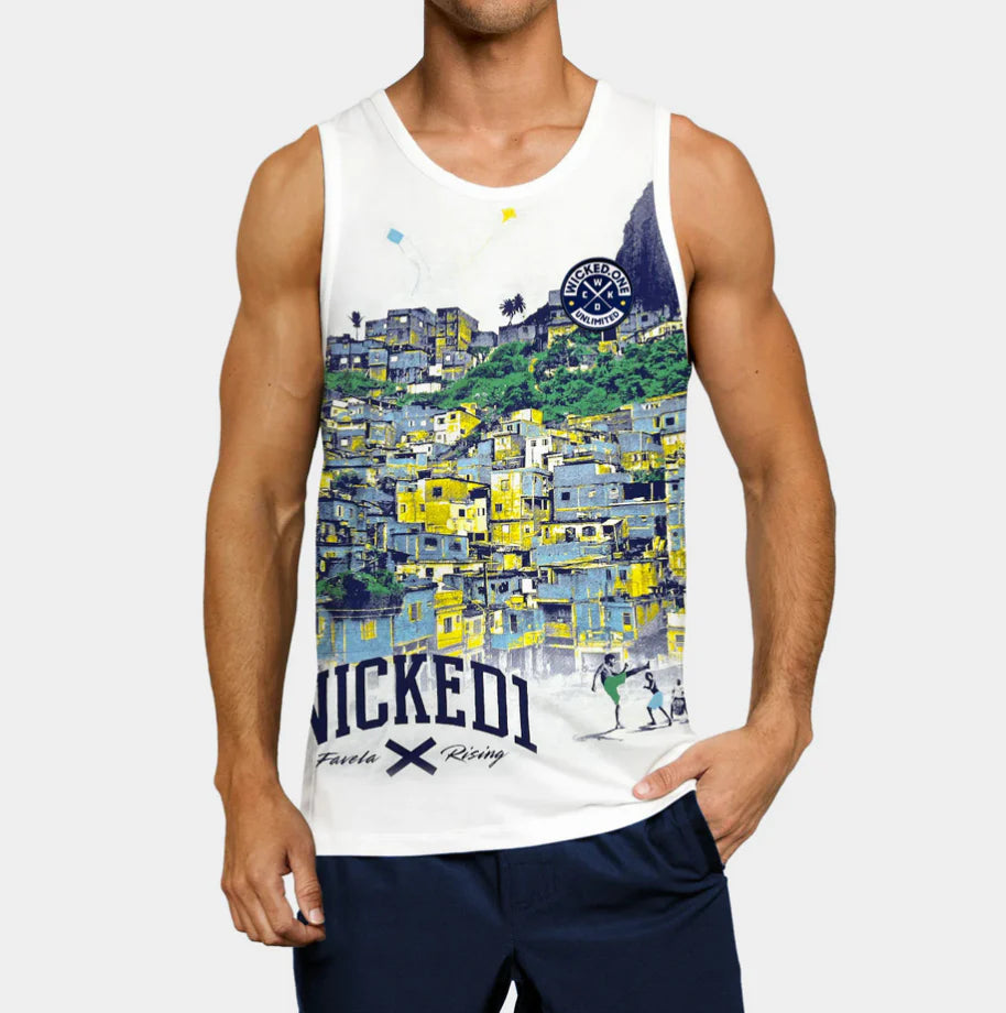 WICKED ONE - FAVELA RISING WHITE TANK TOP