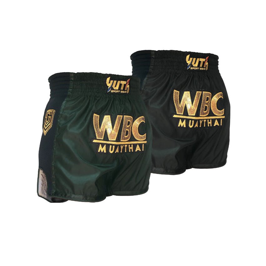 Green/Black Yuth X WBC Muay Thai Shorts Front