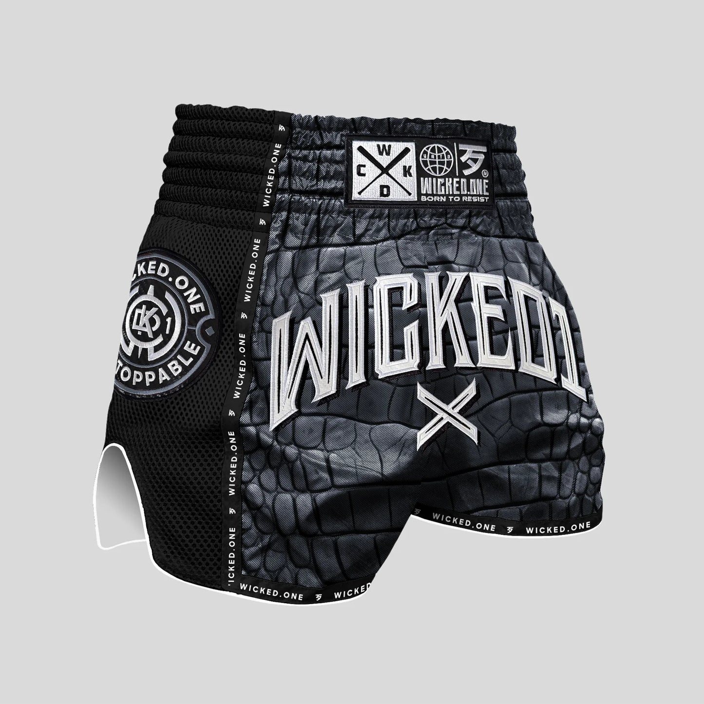 MUAY THAI SHORTS CAIMAN BLACK/GREY
