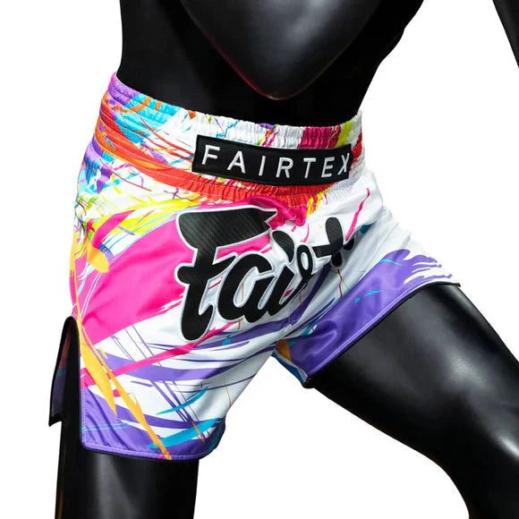MUAY THAI SHORTS - FAIRTEX BS1933 WORLD MUSIC (WHITE)