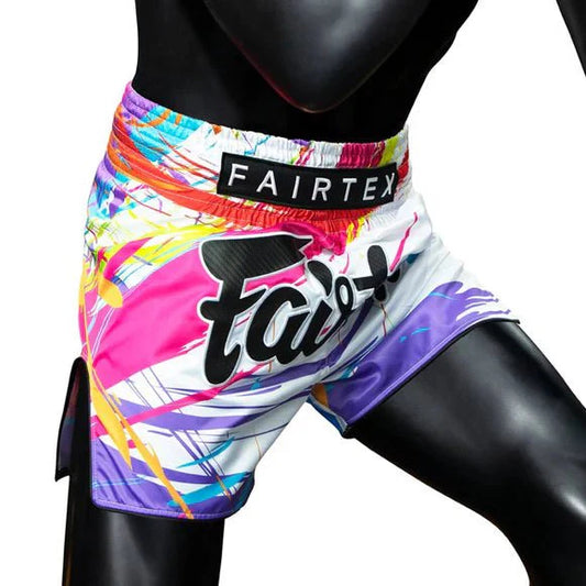 MUAY THAI SHORTS - FAIRTEX BS1933 WORLD MUSIC (WHITE)